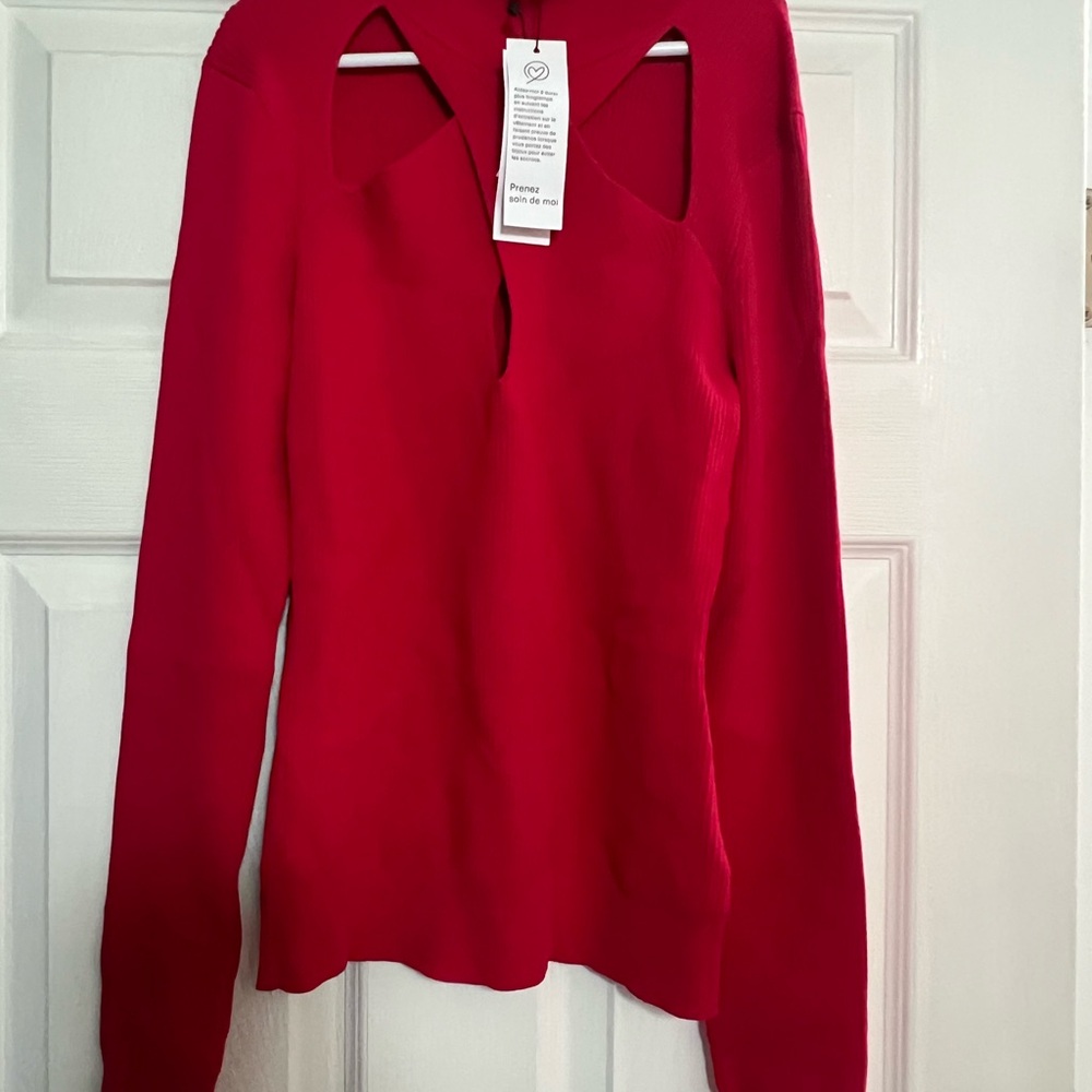 Red Cutout Sweater by The Drop
